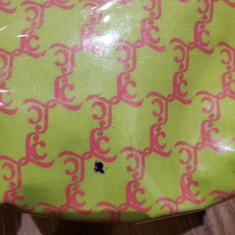 Liz Claiborne Pink Green Makeup Pouch Cosmetic Case Bag Storage Preppy Travel
